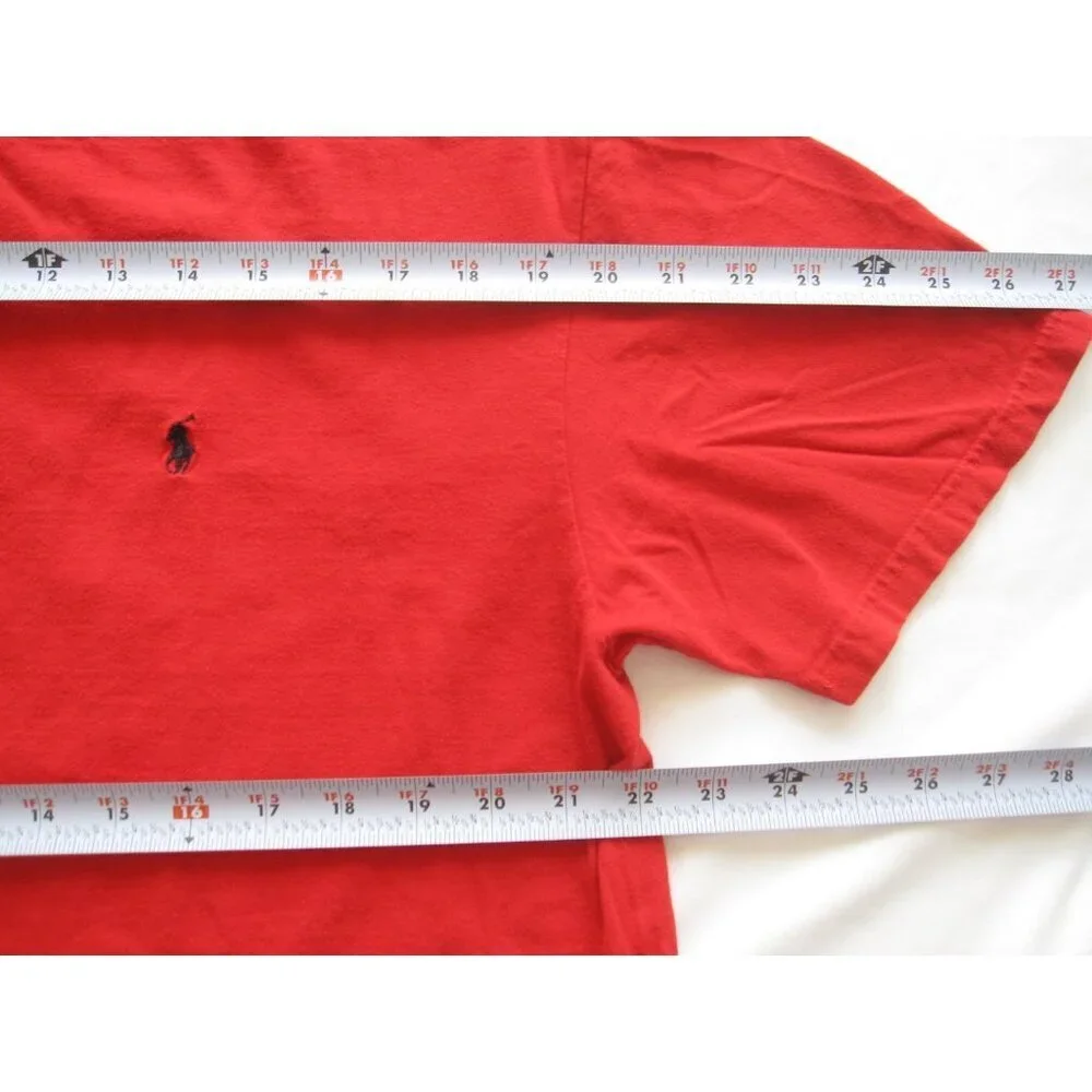 Y2K Vintage Polo Ralph Lauren T-Shirt Men Minimalist Preppy Red Sz L (MT957)